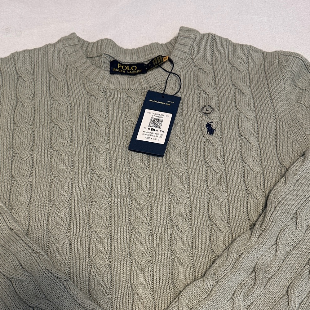 Polo by Ralph Lauren Light Gray Cable Knit Sweater